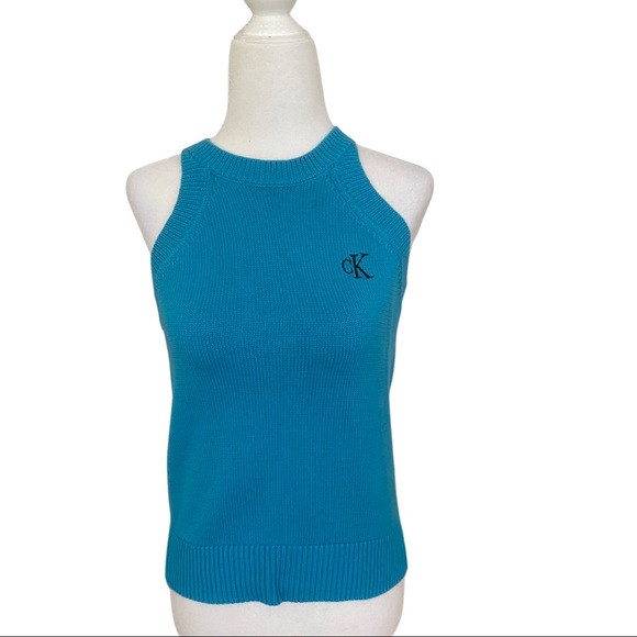 Calvin Klein Turquoise Halter Top. Size: Small.  New With Tag - Picture 2 of 4